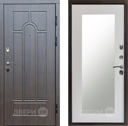 Входная металлическая Дверь Престиж Арка Зеркло Пастораль Лиственница белая в Одинцово