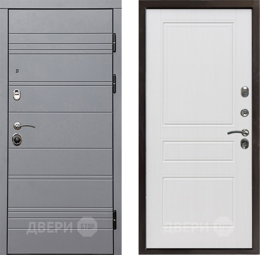 Входная металлическая Дверь Престиж Линия Грэй Классика Белое дерево в Одинцово