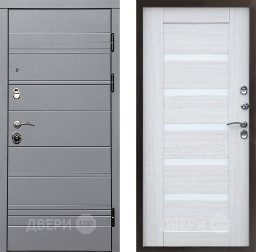 Входная металлическая Дверь Престиж Линия Грэй Царга Лиственница белая в Одинцово