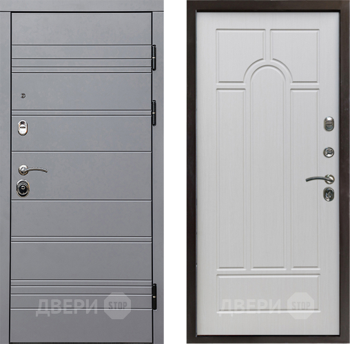 Входная металлическая Дверь Престиж Линия Грэй Арка Лиственница белая в Одинцово