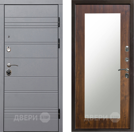 Входная металлическая Дверь Престиж Линия Грэй Зеркло Пастораль Дуб в Одинцово