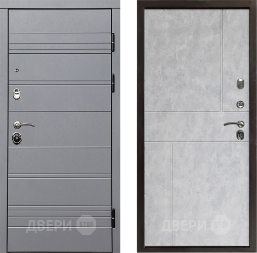 Входная металлическая Дверь Престиж Линия Грэй Горизонт Бетон светлый в Одинцово