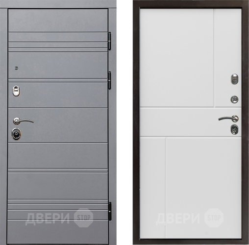 Входная металлическая Дверь Престиж Линия Грэй Горизонт Бетон белый в Одинцово