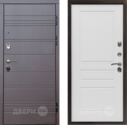 Входная металлическая Дверь Престиж Линия Браун Классика Лиственница белая в Одинцово