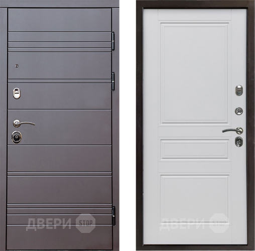 Входная металлическая Дверь Престиж Линия Браун Классика Белый матовый в Одинцово