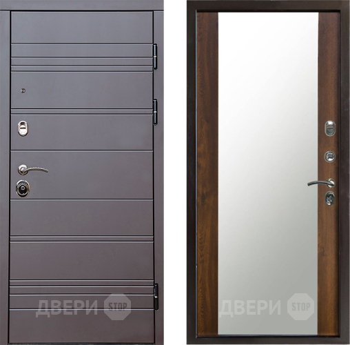 Входная металлическая Дверь Престиж Линия Браун Зеркало Дуб в Одинцово