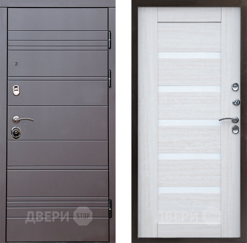 Входная металлическая Дверь Престиж Линия Браун Царга Лиственница белая в Одинцово