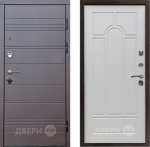 Входная металлическая Дверь Престиж Линия Браун Арка Лиственница белая в Одинцово