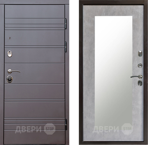 Входная металлическая Дверь Престиж Линия Браун Зеркло Пастораль Бетон светлый в Одинцово