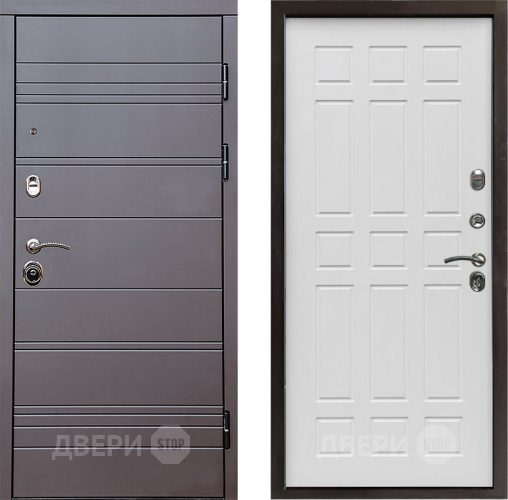 Входная металлическая Дверь Престиж Линия Браун Спарта Белое дерево в Одинцово