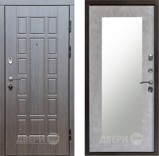 Входная металлическая Дверь Престиж Престиж Зеркло Пастораль Бетон светлый в Одинцово