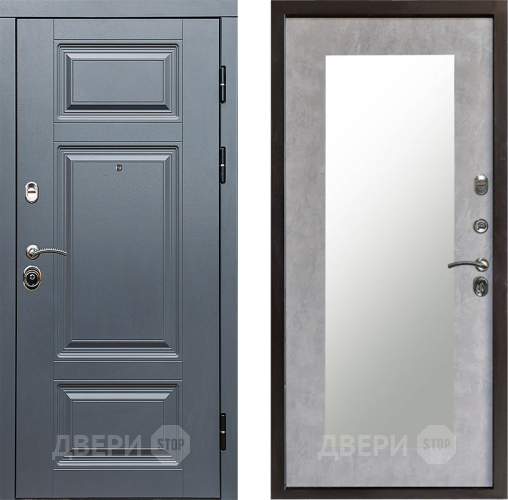 Входная металлическая Дверь Престиж Премиум Зеркло Пастораль Бетон светлый в Одинцово