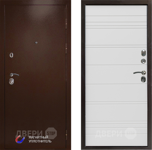 Входная металлическая Дверь Престиж Медь Line Белый в Одинцово