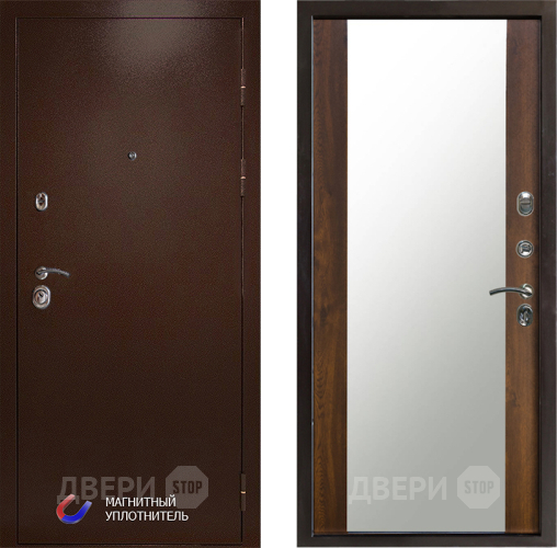 Входная металлическая Дверь Престиж Медь Зеркало Дуб в Одинцово