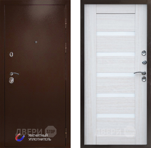 Входная металлическая Дверь Престиж Медь Царга Лиственница белая в Одинцово