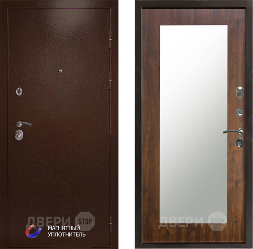 Входная металлическая Дверь Престиж Медь Зеркло Пастораль Дуб в Одинцово