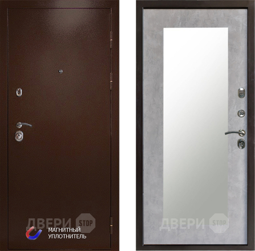 Входная металлическая Дверь Престиж Медь Зеркло Пастораль Бетон светлый в Одинцово