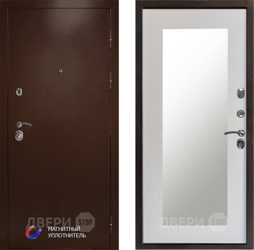Входная металлическая Дверь Престиж Медь Зеркло Пастораль Лиственница белая в Одинцово