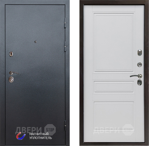 Входная металлическая Дверь Престиж Графит Классика Белый матовый в Одинцово