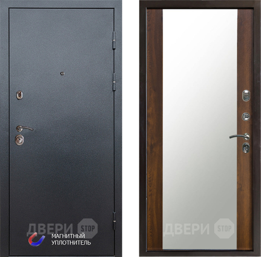 Входная металлическая Дверь Престиж Графит Зеркало Дуб в Одинцово