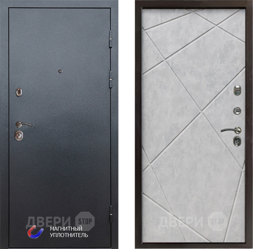 Входная металлическая Дверь Престиж Графит Лучи Бетон светлый в Одинцово