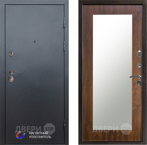 Входная металлическая Дверь Престиж Графит Зеркло Пастораль Дуб в Одинцово
