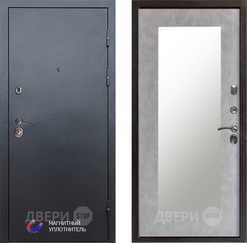 Дверь Престиж Графит Зеркло Пастораль Бетон светлый в Одинцово