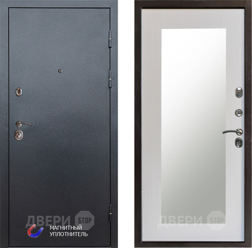 Входная металлическая Дверь Престиж Графит Зеркло Пастораль Лиственница белая в Одинцово