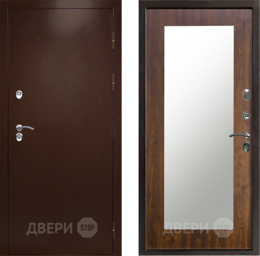 Входная металлическая Дверь Престиж TERMO с терморазрывом Снегирь Медь Зеркало пастораль Дуб в Одинцово