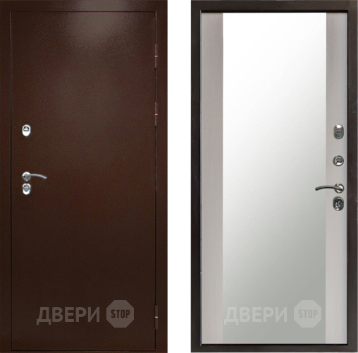 Входная металлическая Дверь Престиж TERMO с терморазрывом Снегирь Медь Зеркало Лиственница белая в Одинцово