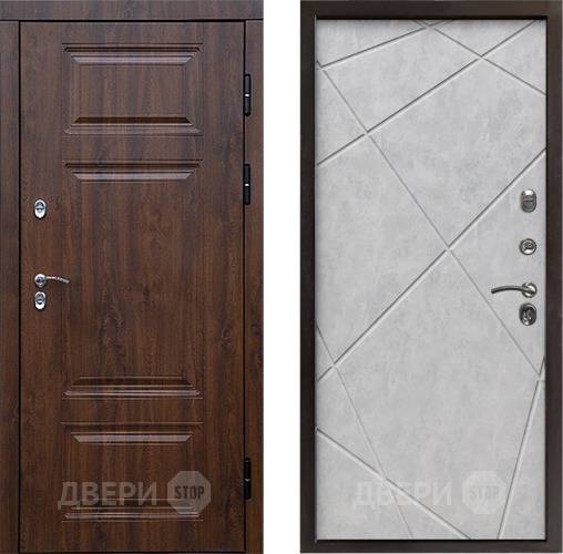 Входная металлическая Дверь Престиж TERMO с терморазрывом Премиум Орех Лучи Бетон светлый в Одинцово