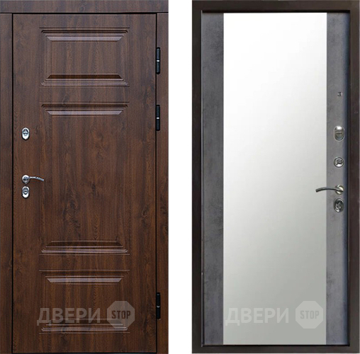 Входная металлическая Дверь Престиж TERMO с терморазрывом Премиум Орех Зеркало Бетон темный в Одинцово