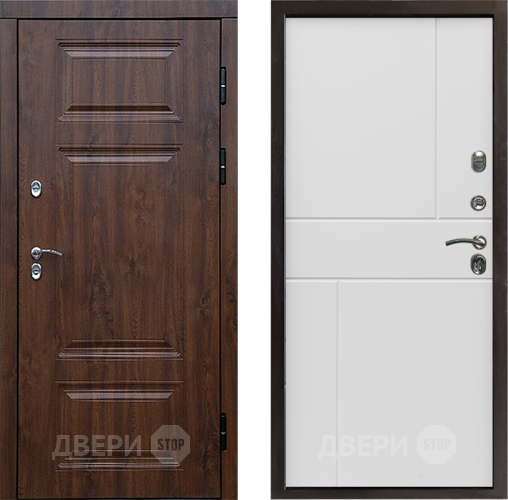 Входная металлическая Дверь Престиж TERMO с терморазрывом Премиум Орех Горизонт Бетон белый в Одинцово