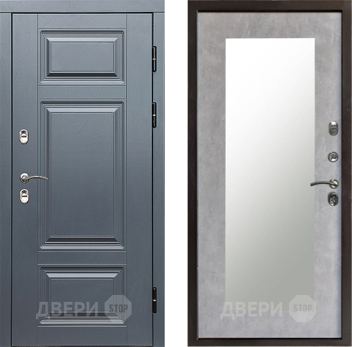 Входная металлическая Дверь Престиж TERMO с терморазрывом Премиум Грэй Зеркало пастораль Бетон светлый в Одинцово