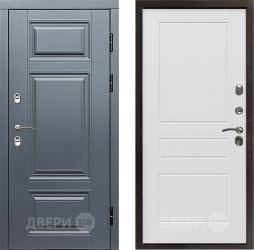 Входная металлическая Дверь Престиж TERMO с терморазрывом Премиум Грэй Классика Белое дерево в Одинцово