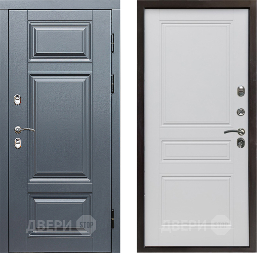 Входная металлическая Дверь Престиж TERMO с терморазрывом Премиум Грэй Классика Белый матовый в Одинцово