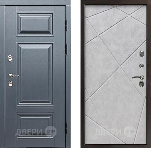Входная металлическая Дверь Престиж TERMO с терморазрывом Премиум Грэй Лучи Бетон светлый в Одинцово