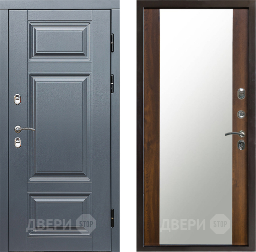Входная металлическая Дверь Престиж TERMO с терморазрывом Премиум Грэй Зеркало Дуб в Одинцово