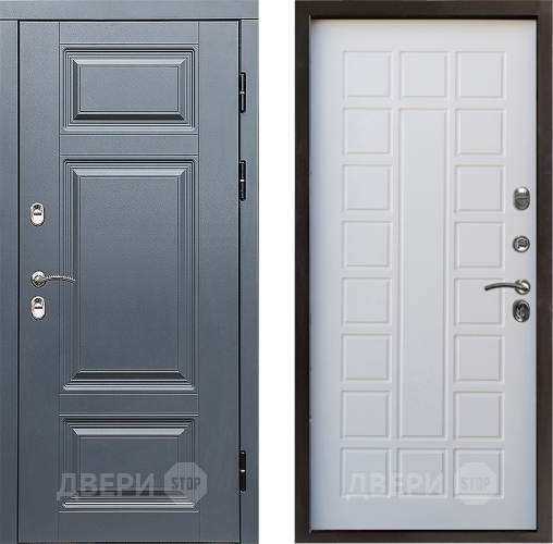 Входная металлическая Дверь Престиж TERMO с терморазрывом Премиум Грэй Престиж Белое дерево в Одинцово