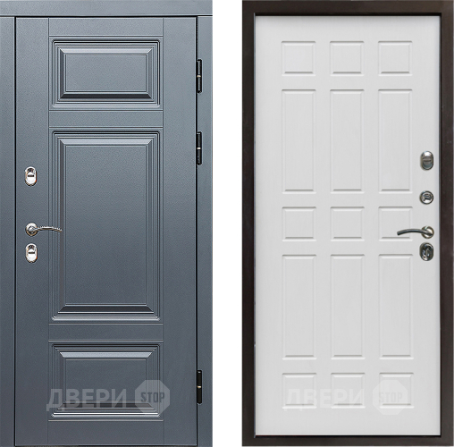 Входная металлическая Дверь Престиж TERMO с терморазрывом Премиум Грэй Спарта Белое дерево в Одинцово