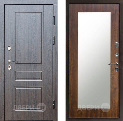 Входная металлическая Дверь Престиж TERMO с терморазрывом Классика Зеркало пастораль Дуб в Одинцово