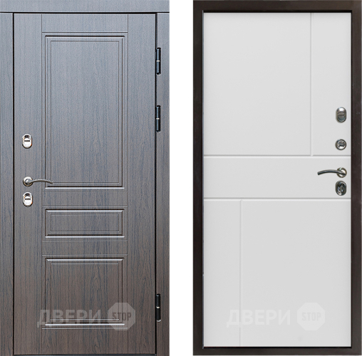Входная металлическая Дверь Престиж TERMO с терморазрывом Классика Горизонт Бетон белый в Одинцово