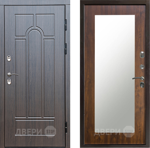 Входная металлическая Дверь Престиж TERMO с терморазрывом Арка Зеркало пастораль Дуб в Одинцово