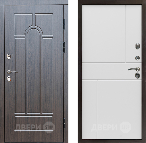 Входная металлическая Дверь Престиж TERMO с терморазрывом Арка Горизонт Бетон белый в Одинцово