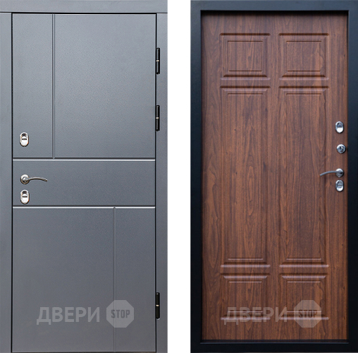 Входная металлическая Дверь Престиж TERMO с терморазрывом Горизонт Грэй Премиум Орех темный в Одинцово