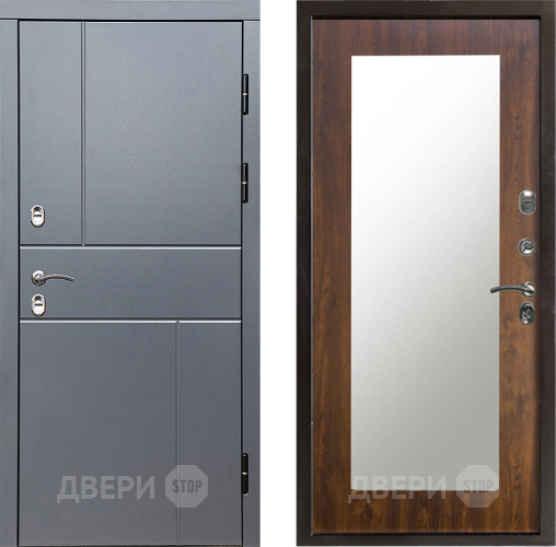 Входная металлическая Дверь Престиж TERMO с терморазрывом Горизонт Грэй Зеркало пастораль Дуб в Одинцово
