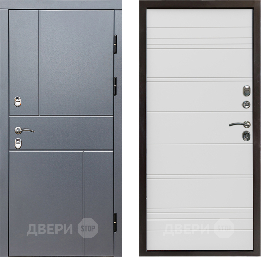 Входная металлическая Дверь Престиж TERMO с терморазрывом Горизонт Грэй Line Белый в Одинцово