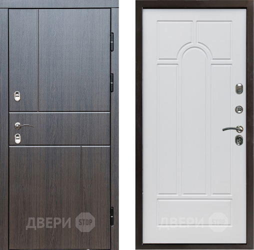 Входная металлическая Дверь Престиж TERMO с терморазрывом Горизонт Венге Арка Белое дерево в Одинцово