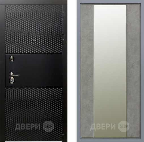 Дверь Заводские двери Тефлон Зеркало Макси Бетон темный в Одинцово