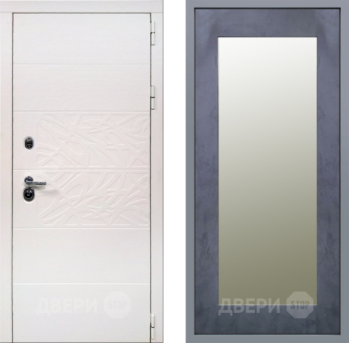 Дверь Заводские двери Дэко Вайт Зеркало Модерн Бетон темный в Одинцово